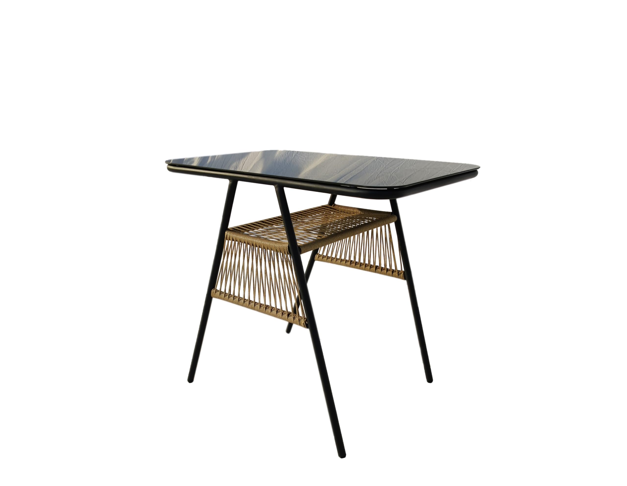 Megashopitalia Set Bistrot da Giardino Richiudibile Due Poltrone Tavolino con Piano in Vetro Impilabili a Scomparsa Salvaspazio