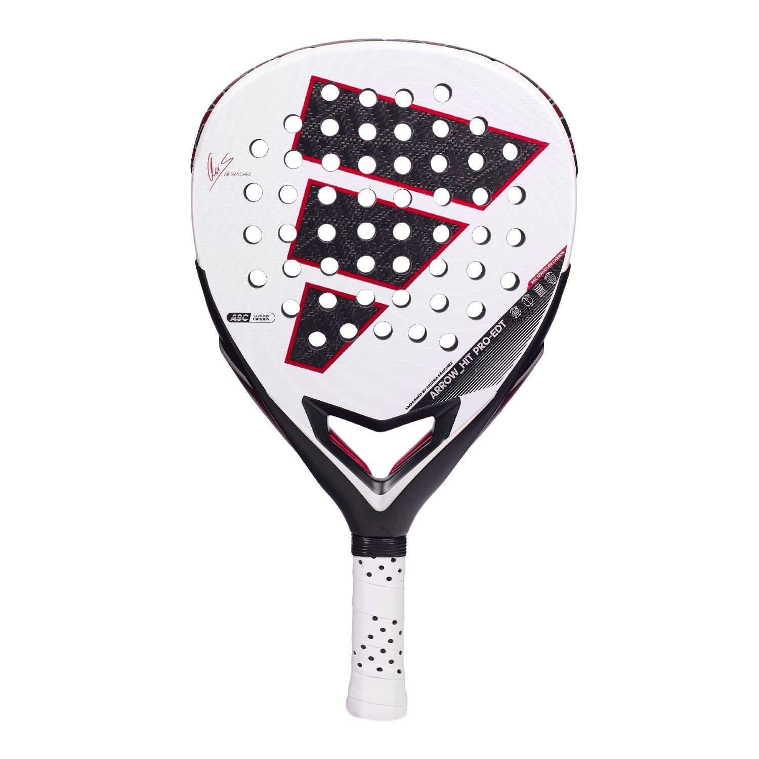 Pala de Padel adidas Arrow Hit Pro EDT 2026 ARI Sanchez, Blanco, Forma Diamante, Goma eva Soft Performance, Fibra ASC