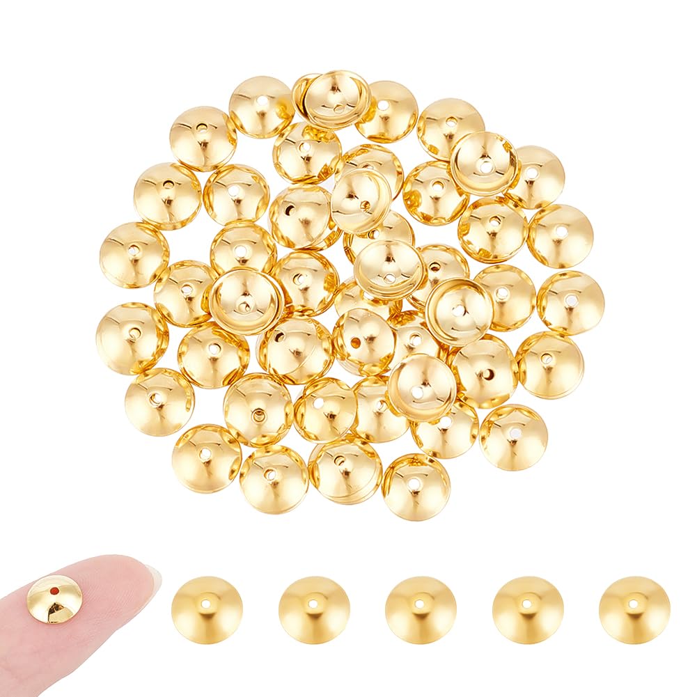 UNICRAFTALE About 100Pcs 18K Gold Plated Round Bead Caps Stainless Steel Bead Caps Apetalous Bead Caps Metal End Caps Spacer Cap Beads for Earring Bracelet Necklace Crafts Making 1mm Hole