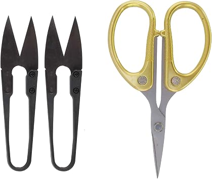 JubileeYarn Sharp Titanium Embroidery Craft Scissors with 2 Thread Cutter Snips - Gold - 1 Set