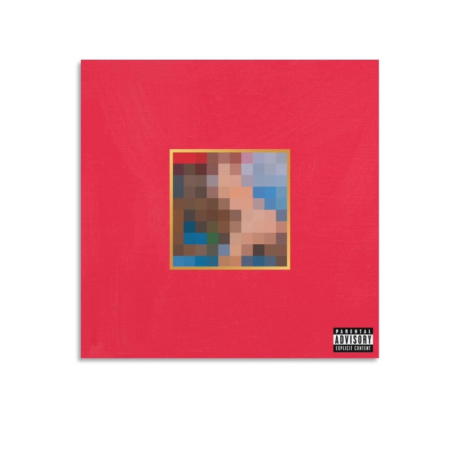 My Beautiful Dark Twisted Fantasy Kanye West 26 Canvas Poster Wall Decorative Art Painting Living Room Bedroom Decoration Gift Unframe-style16x16inch(40x40cm)