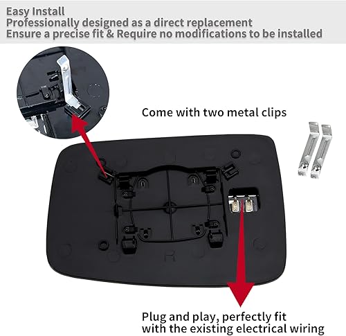 Miniatura 8 de Espejo lateral del conductor de repuesto para Dodge Ram 1500 2500 2013 2014 2015 2016 2017 2018 Dodge Ram 1500 2500 - Espejo convexo, espejo