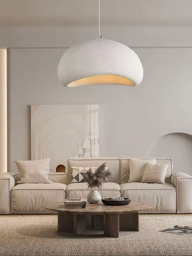 Modern Dome Pendant Light, White Semi-Sphere White Resin Hanging Lamp, Home Deco Living Room Ceiling Light Fixture, 40cm (Narrow-Dome)-image-46