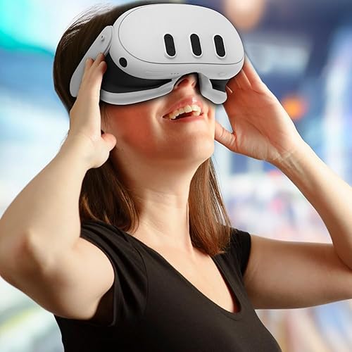 Miniatura 8 de AZURAOKEY Silicone VR Face Cover Compatible with Meta Quest 3 VR Headset Washable Face Cushion Pad Replacement Mask Face Pad Sweatproof with Light
