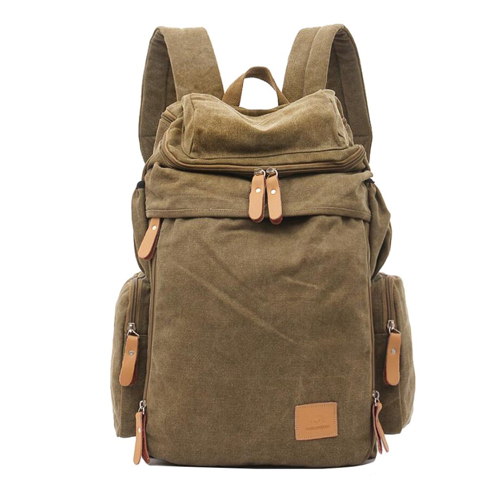 Vintage Casual Canvas Backpack Large Capacity Laptop Daypacks Rucksack Shoulder Bag for Men and Women 18.8 inches