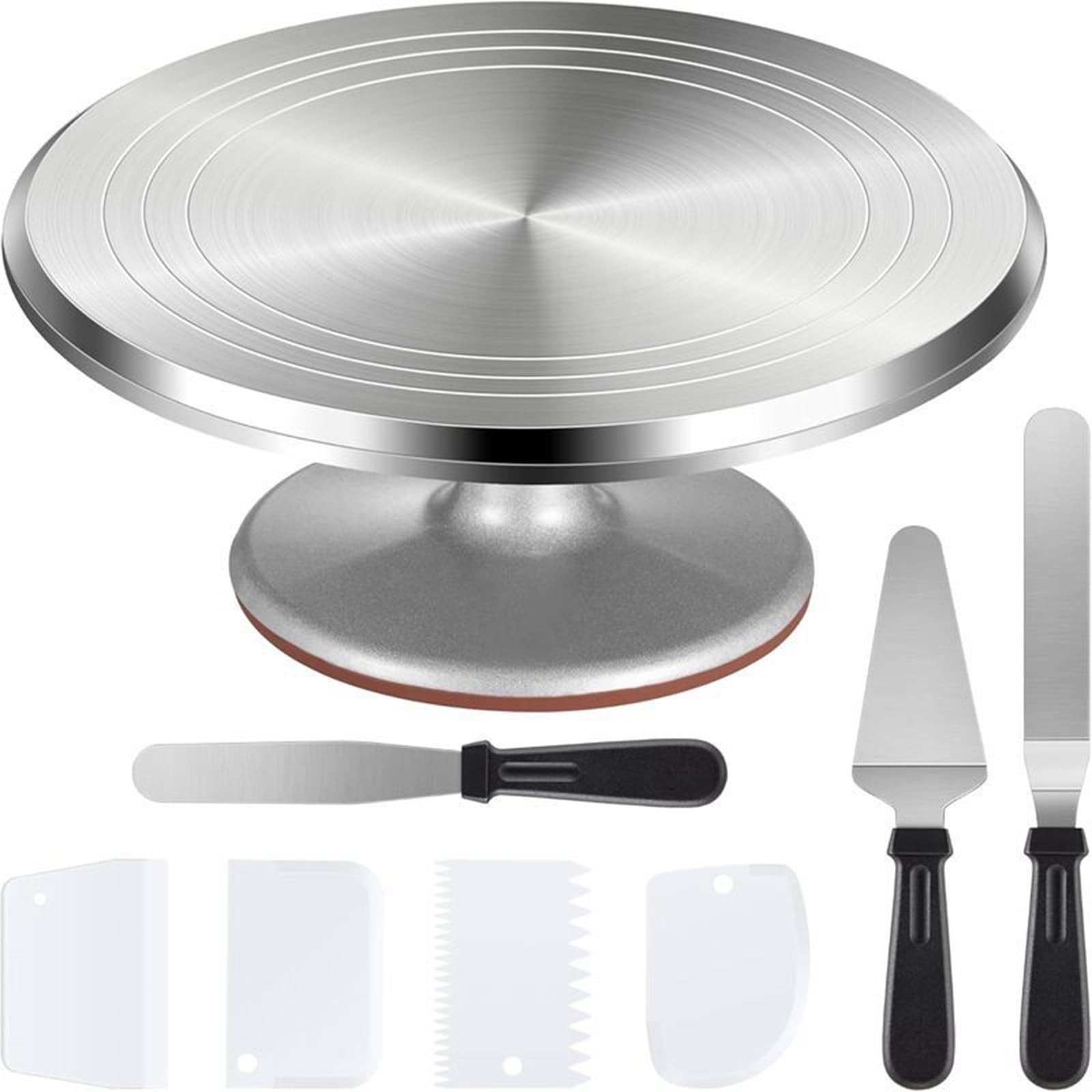 Plato Giratorio De Aluminio De 30 Cm Con Base Antideslizante, RotacióN Suave De 360°, Soporte Profesional Para ReposteríA Y DecoracióN De Pasteles De CumpleañOs, Bodas Y Uso Diario 8-pieceset