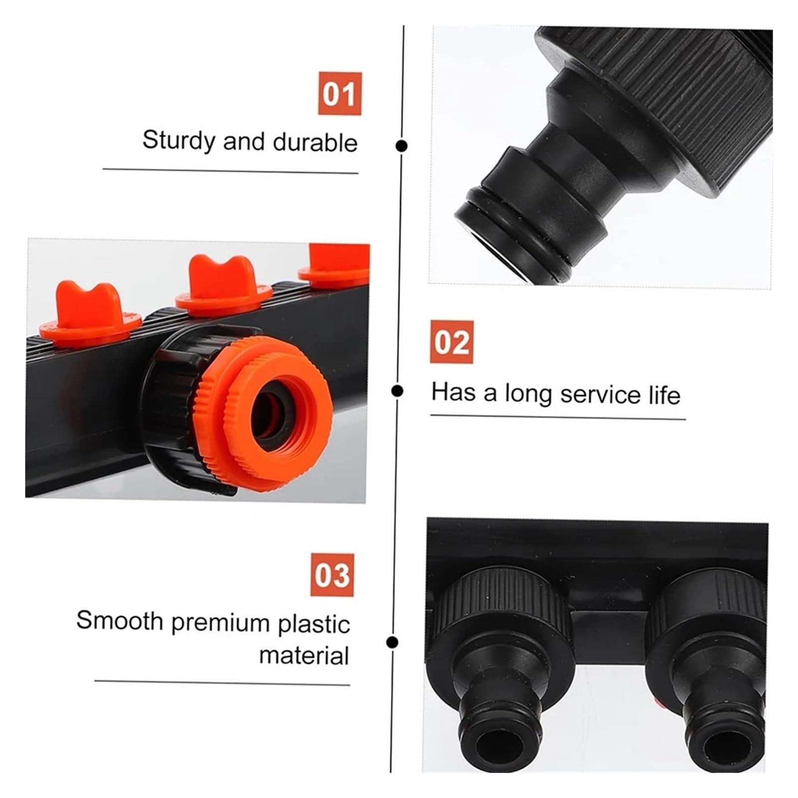 Conector de grifo de 4 vías, accesorios de jardín, distribuidor de agua, suministros de riego, herramienta de accesorios, divisor de manguera for el hogar(naranja)