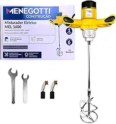 Misturador Mel1600W De Tinta Argamassa Elétrico Pedreiro Pintores Menegotti Com Motor Mono 60Hz 0-850 rpm 220v