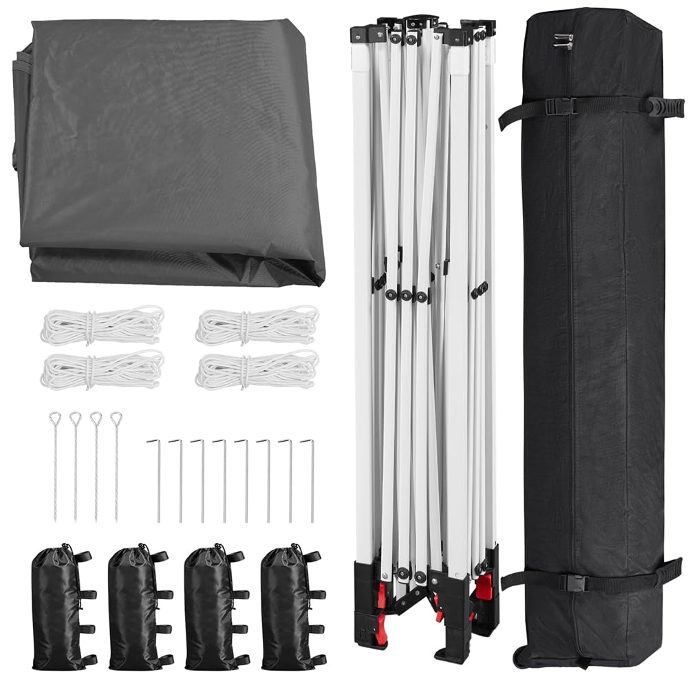 Yaheetech 3×3m Carpa Plegable Portátil 8-10 Personas Toldo al Aire Libre Carpas para Exteriores Playa con Bolsa de Transporte Gris Oscuro