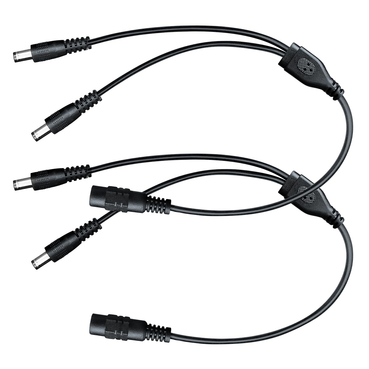 2PCS 1 to 2 Way DC Power Splitter Cable, 1 Female to 2 Male Connector, DC Plug 5.5mm x 2.1mm, 2-Way Power Splitter Cable Y Adapter for LED Strip Light, Router, CCTV Security Camera and More