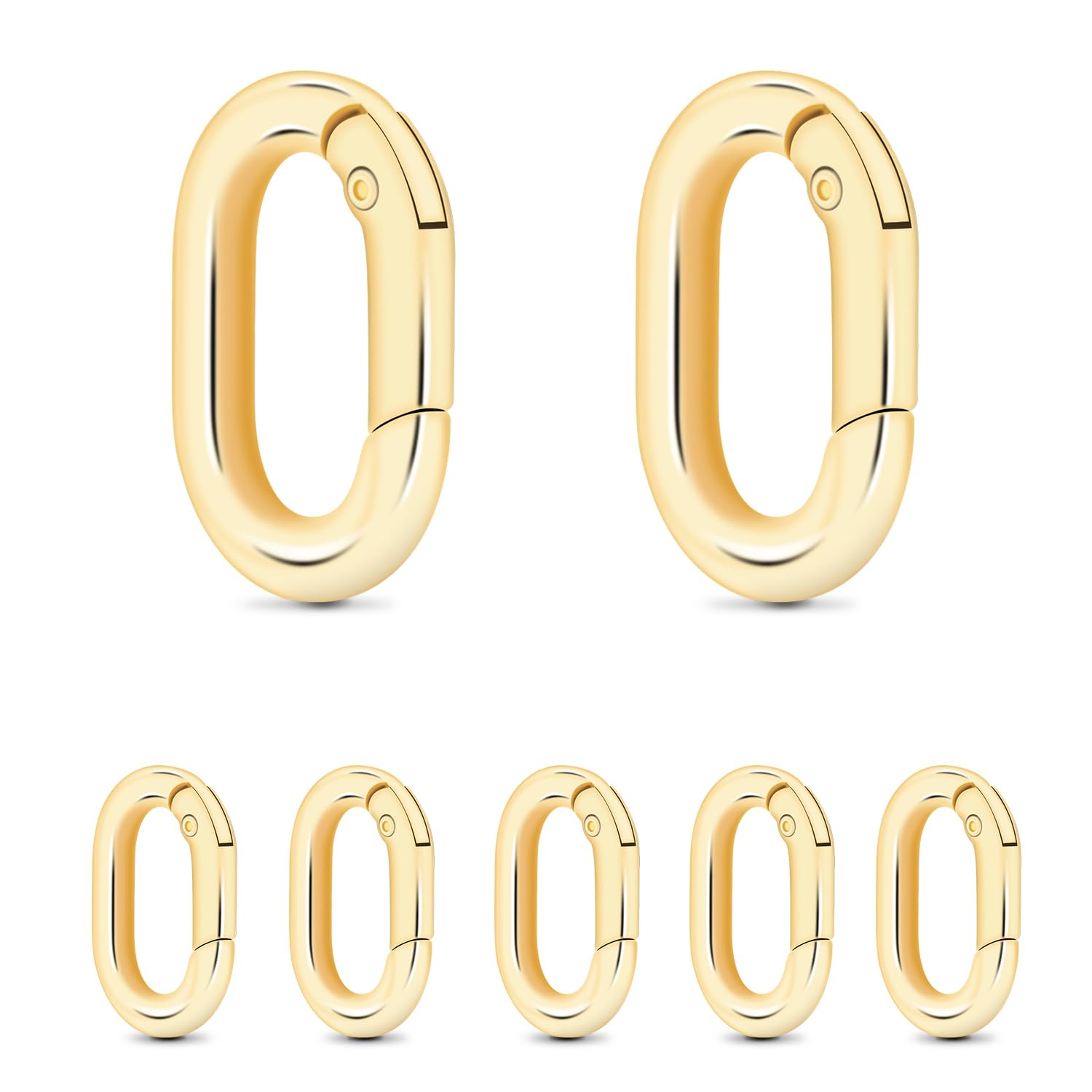 10Pack 3/4 Inch Small Oval Carabiner, Metal Spring Tiny Carabiner Clips for Paracord Keychain Lanyard, Car Key Rings, Dog Tag Clip, Pets Collar Buckles, Purse Keychain Replacement (Light Gold)