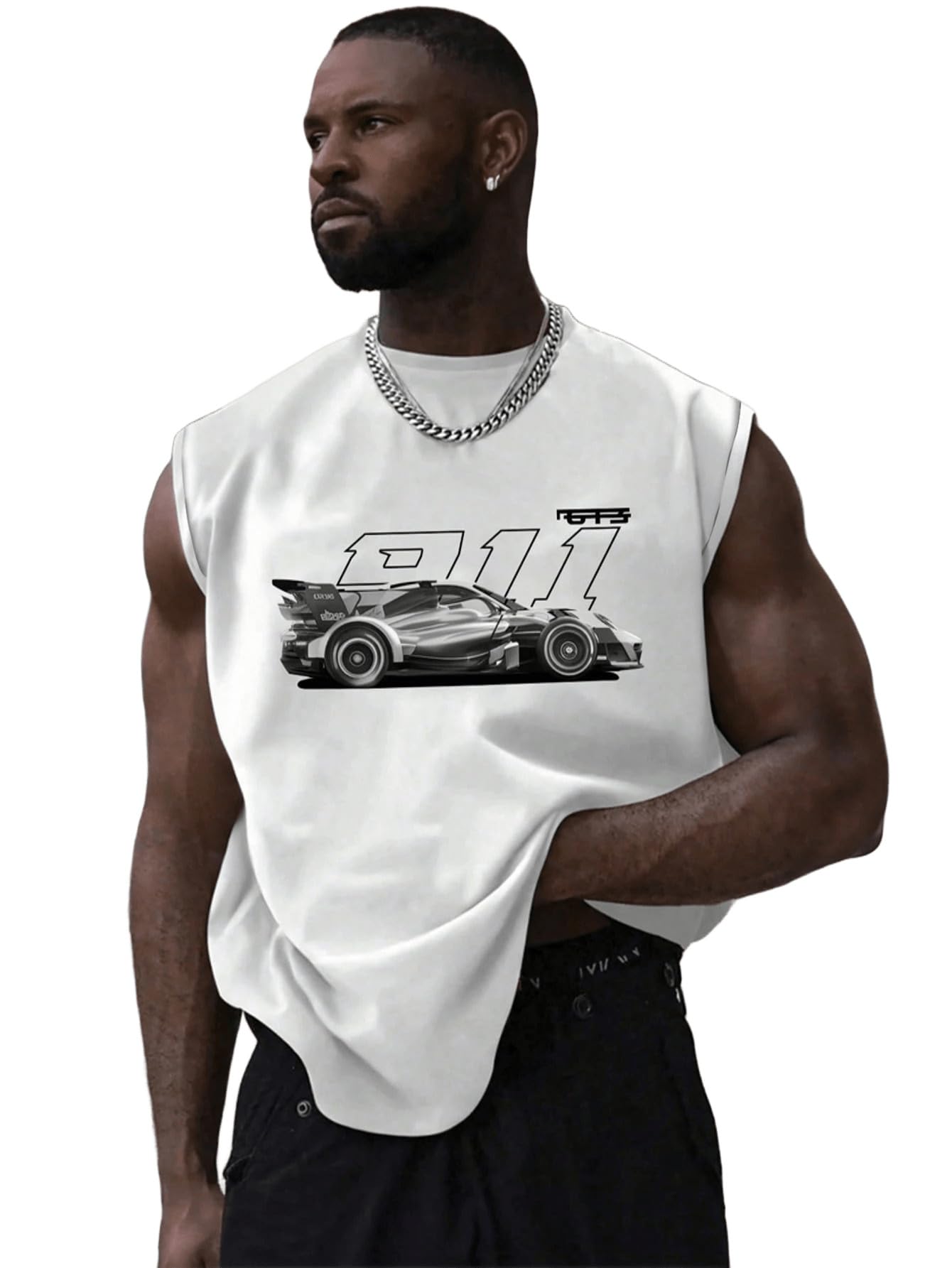 sxv style Men's Graphic Cotton T-Shirt, Crew Neck, Oversized Fit, Half Sleeve, White-picture-29