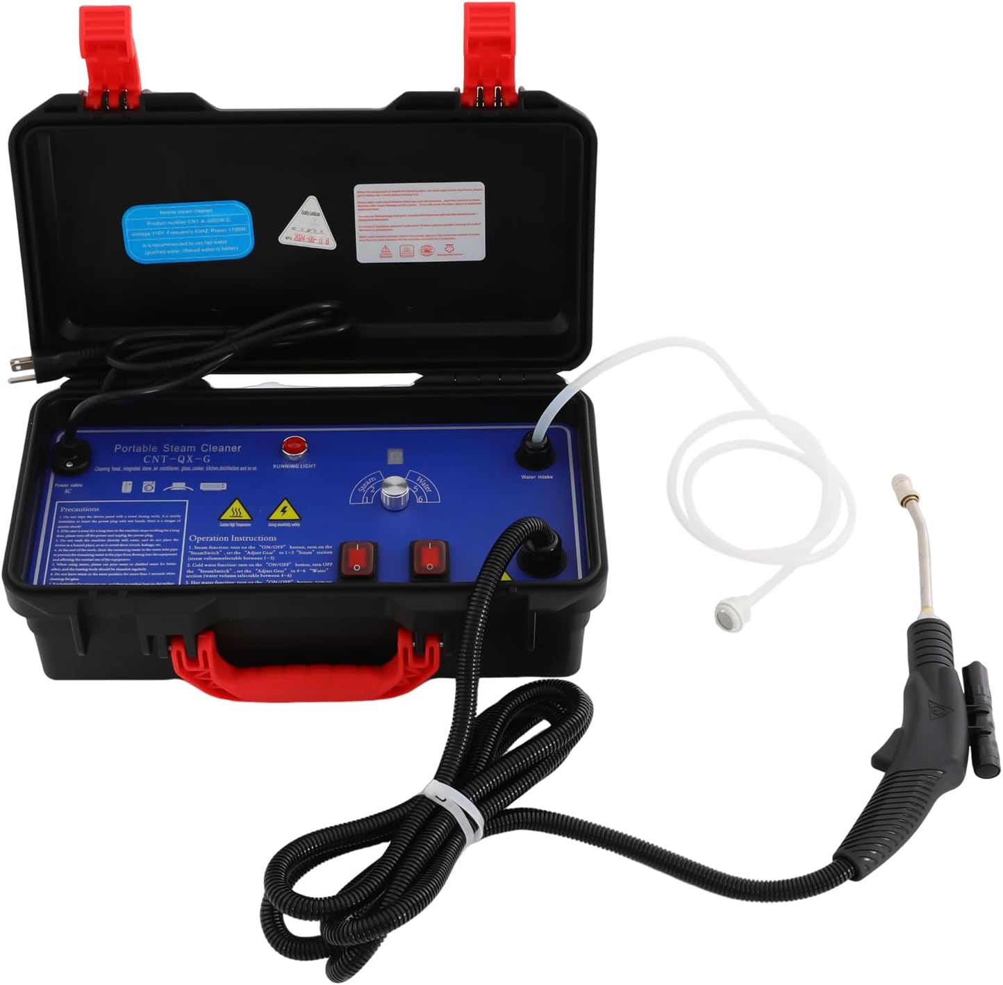 110V Handheld High Pressure Steam Cleaner for Cars, 1700W Portable High Temperature Steam Cleaner 3-3.5bar High Pressure Steam Cleaning Machine Pressurized Steam Cleaner for Kitchen, Restaurants