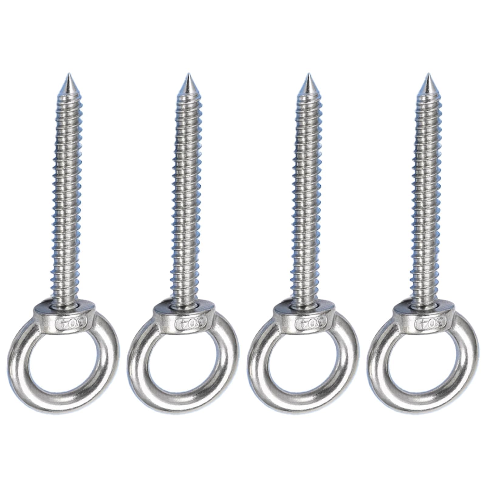 Lot de 4 crochets à œillet à vis de 12 cm M10 - Capacité de charge de 230 kg - Boulons à œil robustes - Grand crochet et œillet à vis pour support de hamac, chaise balançoire, yoga, utilisation
