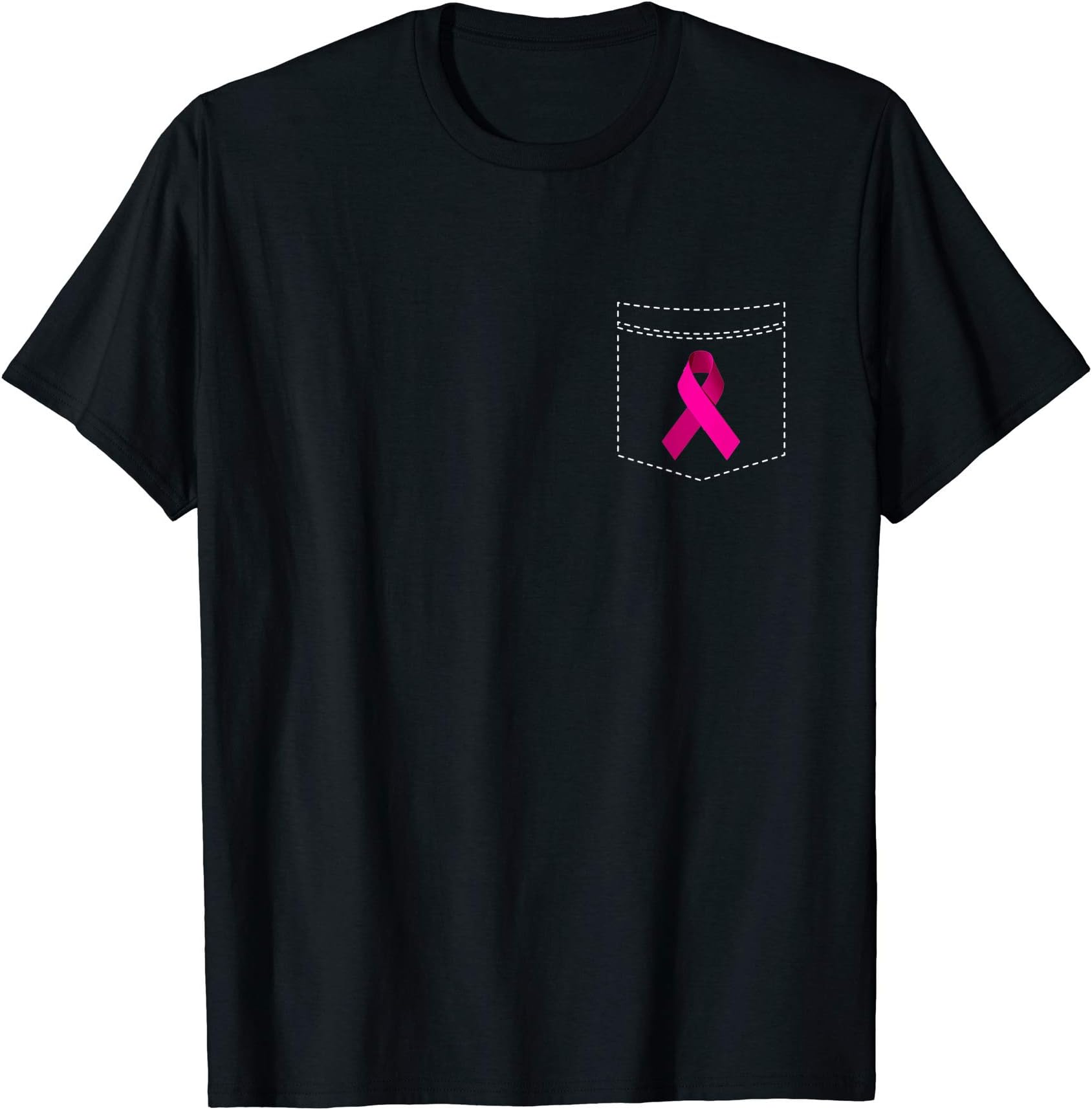 Pocket Pink Ribbon Breast Cancer Awareness T-Shirt