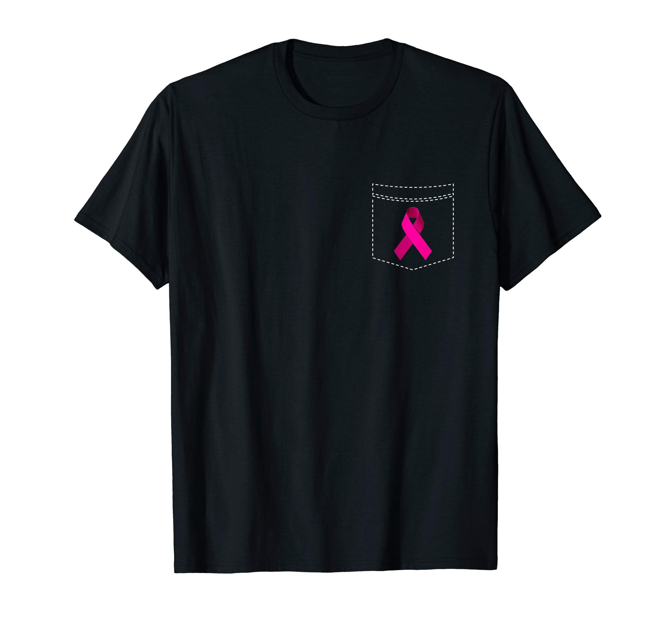 Pocket Pink Ribbon Breast Cancer Awareness T-Shirt