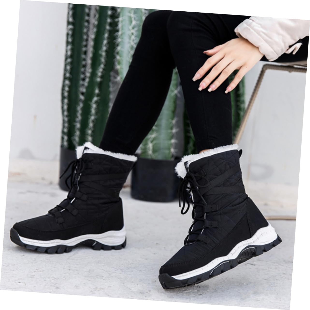 LIFKOME Botas De Nieve Zapatos Cómodos Para Caminar De Mujer Botas Calientes De Mujer ines Cálidos ines De Nieve Con Forro De Felpa as De Montaña Para