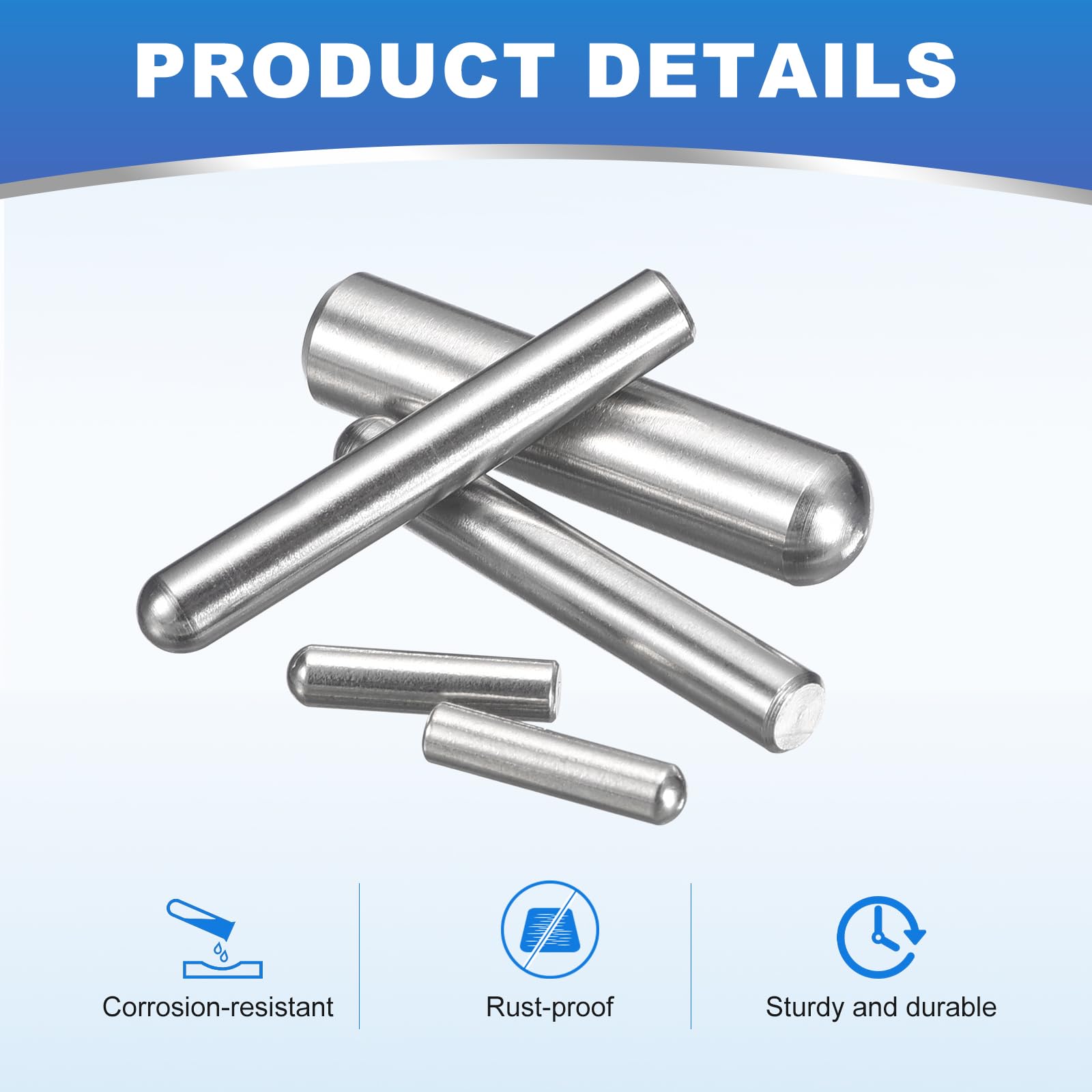 QUARKZMAN 30Pz 5mm X 30mm Perni Di Posizionamento, Acciaio Inox 304, Perni Di Sostegno Per Mensole A Testa Rotonda Cilindrica Per Librerie, Armadi E Componenti Di Mobili, Gb831, Argento
