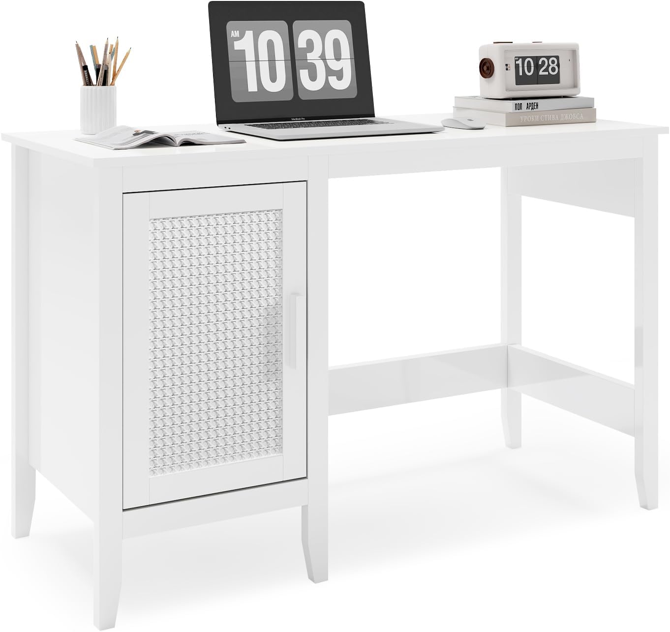 Wicker Table Computer Amazon.com: LYNSLIM White Computer Desk with Storage Cupboard,47''Wood ...