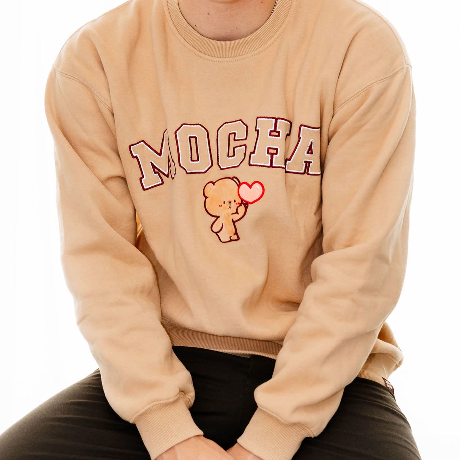 Milkmochabear Sudadera casual de manga larga con cuello redondo y ajuste relajado
