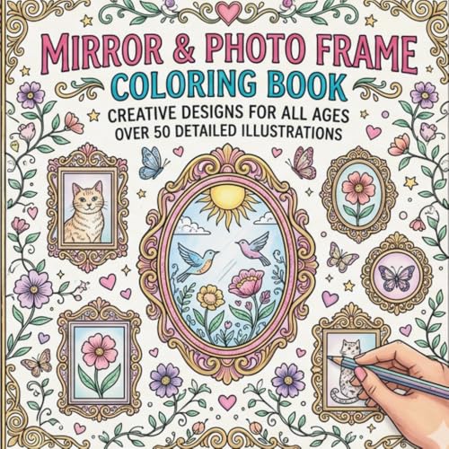 Mirror and Photo Frame Coloring Book: A Relaxing Collection of 100 Unique Vintage and Modern Designs for Stress Relief and Creative Expression image 2