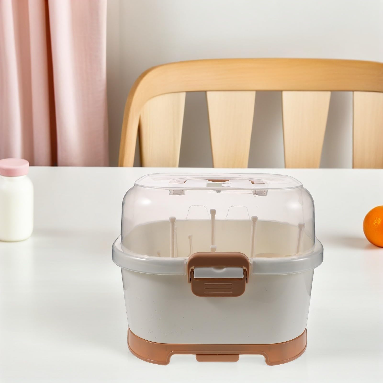 Toyvian Escurridor de Biberones Rejilla Seca para Biberones Caja de Almacenamiento Portátil con Tapa Plástico Diseño Vertical Ahorro de Espacio y Artículos de Ñiño Cocina y Armario