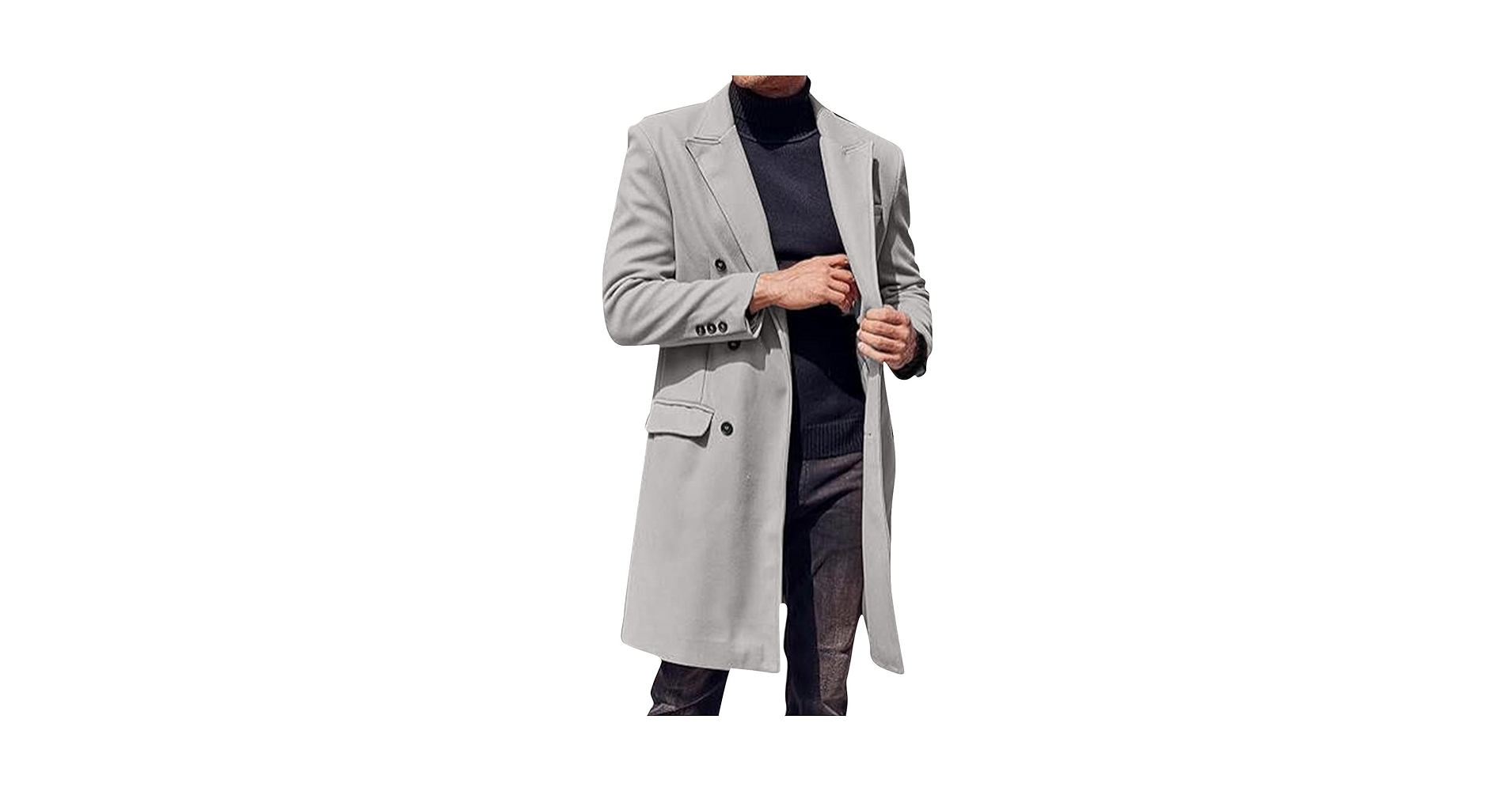 Men's Trench Coat Fashion Single Breasted Notched Lapel Long