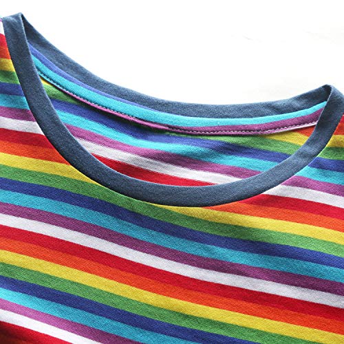 Rainbow T Shirt Women Striped Crew Neck Short Sleeve Stripes Tee Top Stripped3