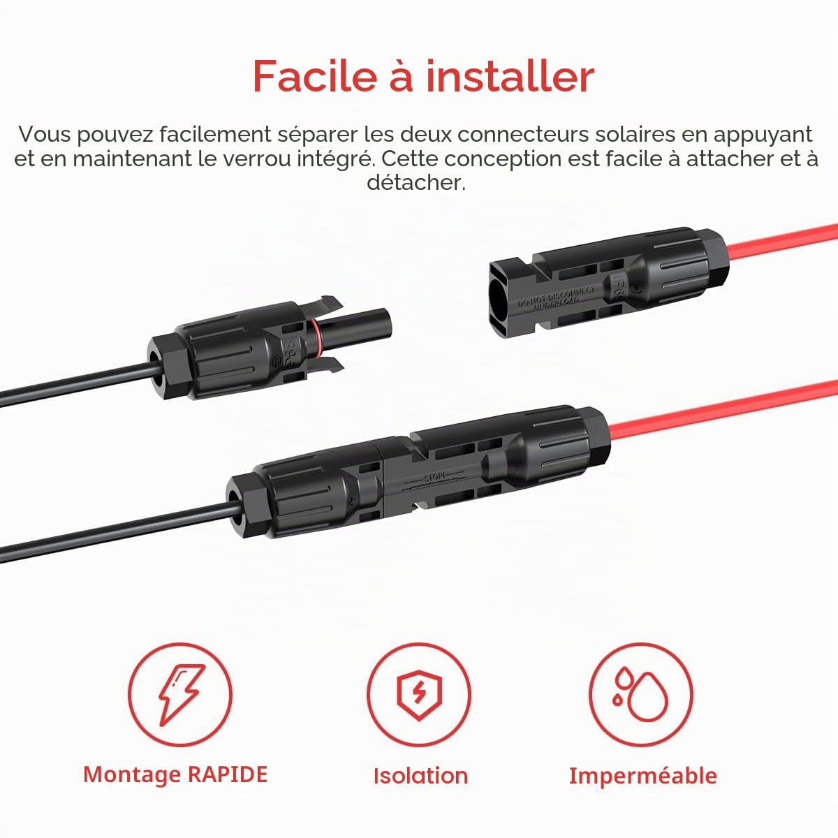 ELFCULB Câble Solaire XT90, 10AWG XT90 Femelle vers Panneau Solaire, Câble de Connecteur Pour Station d'alimentation Portable Panneau Solaire(1.8M)