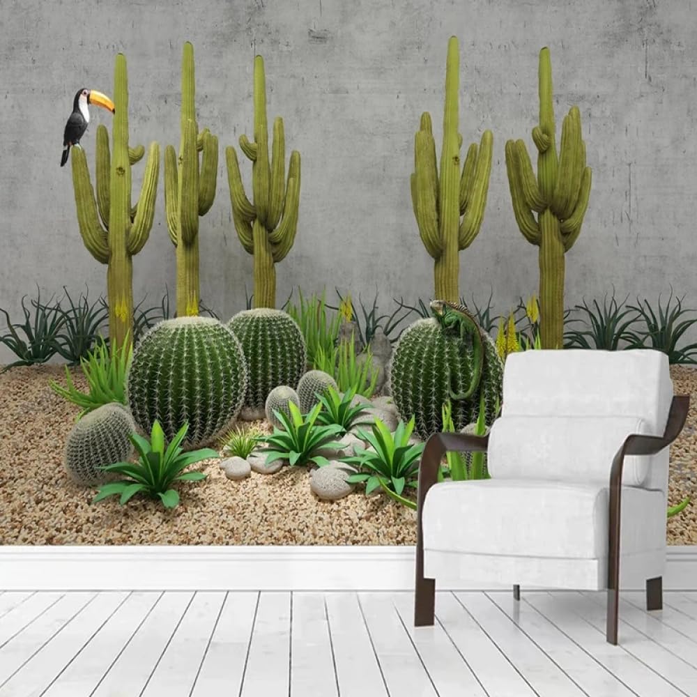 Papier peint tropical cactus 3D pour créer un salon évasion