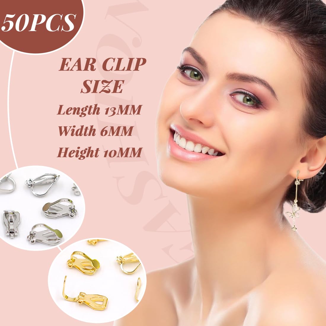 Clip per Orecchini in Acciaio Inox 50 Pezzi, Accessori per Creazione Orecchini Fai da Te