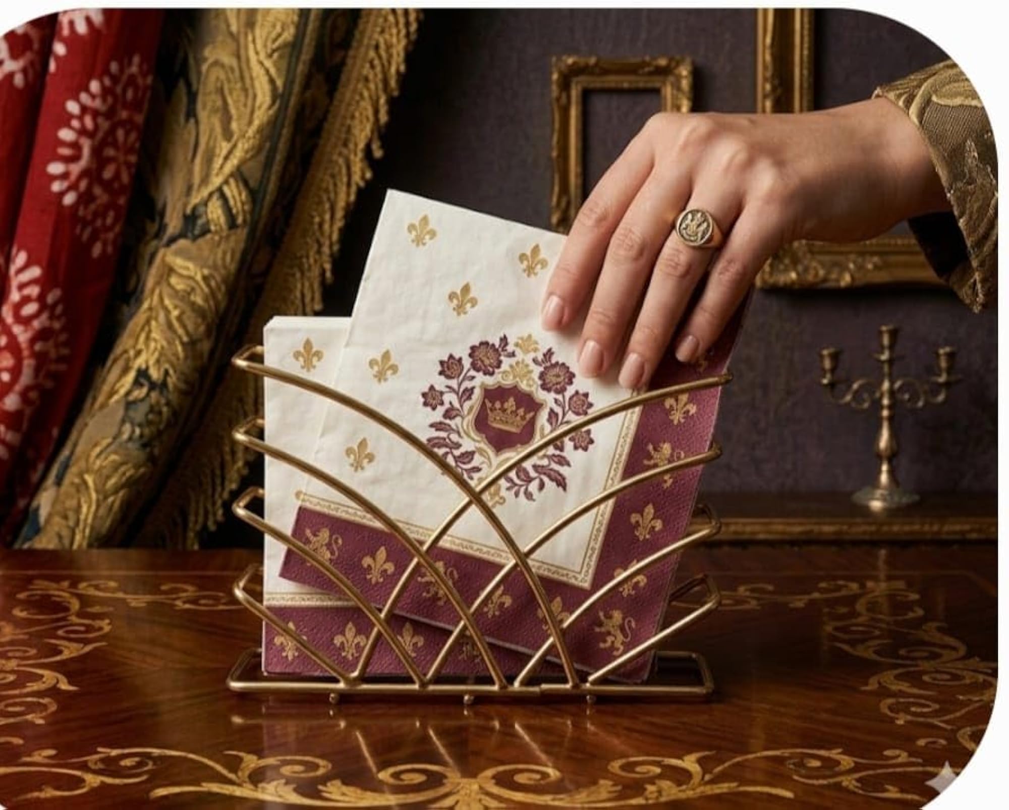 Modern Gold Plated Napkin Holder for Dining Table