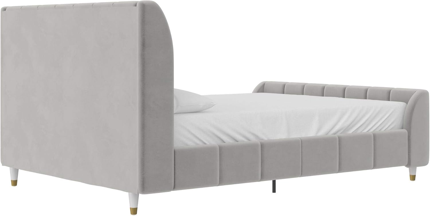 Little Seeds Valentina Upholstered Trundle, Twin Size, Gray Velvet Daybed