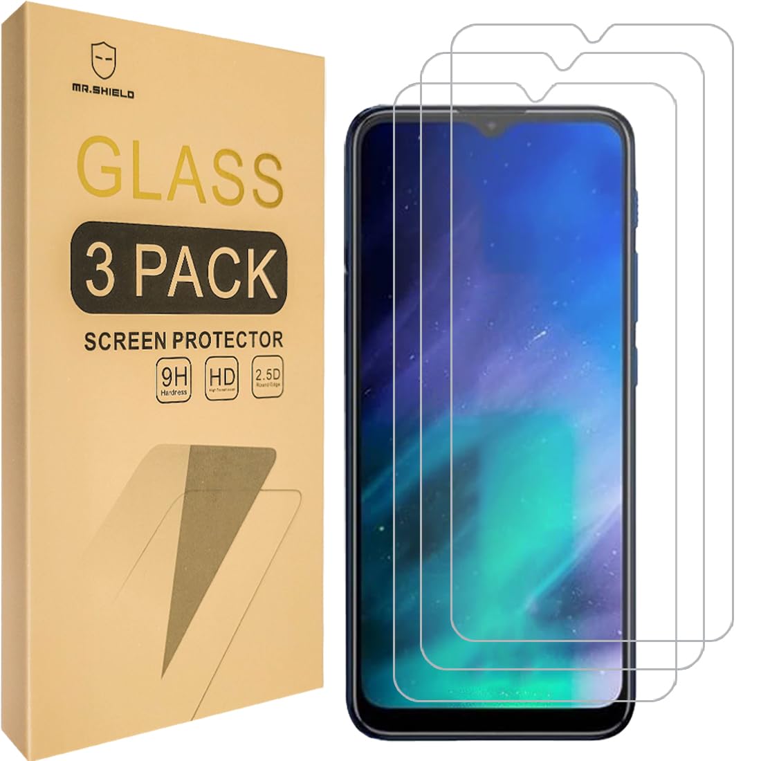 Mr.Shield [3-Pack] Designed For Motorola (Moto One Fusion) [Tempered Glass] [Japan Glass with 9H Hardness] Screen Protecto...