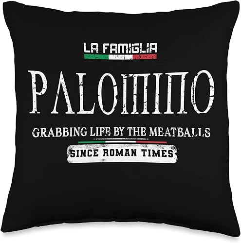 Italia La Famiglia Family  Country Italia La Famiglia Palomino Grabbing Life by The Meatballs Throw Pillow 16x16 Multicolor