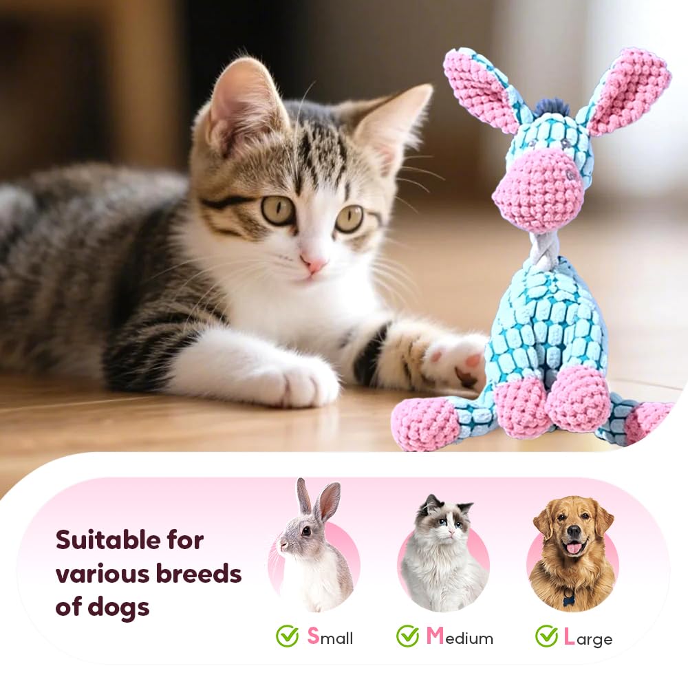 2026 New Dog Toys, Indestructible Plush Dog Toy for Aggressive Chewers, Interactive Squeaky Soft Puppy Chew Toy, Durable Teething Toys for Small Medium Large Dogs (Blue) - image 7