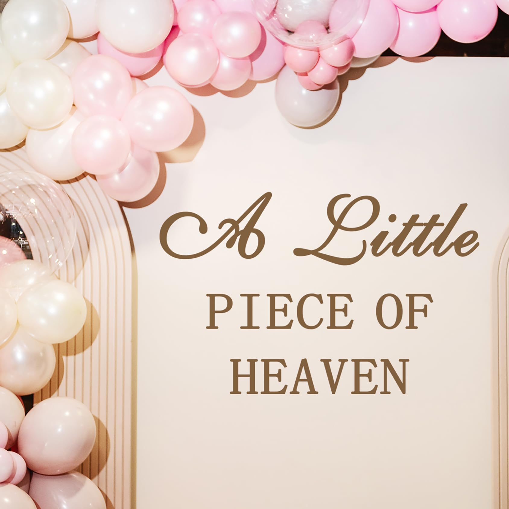A Little Piece Of Heaven Baby Shower Decal Sign - 35.4x11.8 Inch Vinyl Sticker For Arch & Wall Decor