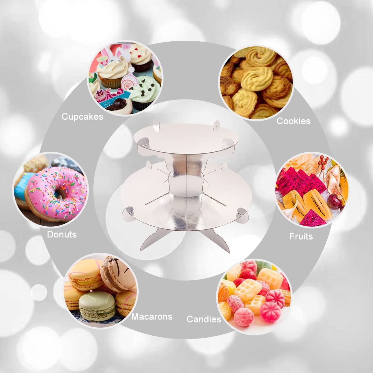 Confezione da 2 cupcake per 24 cupcake a 3 livelli in cartone, perfetto per matrimoni, feste di compleanno, baby shower e laurea