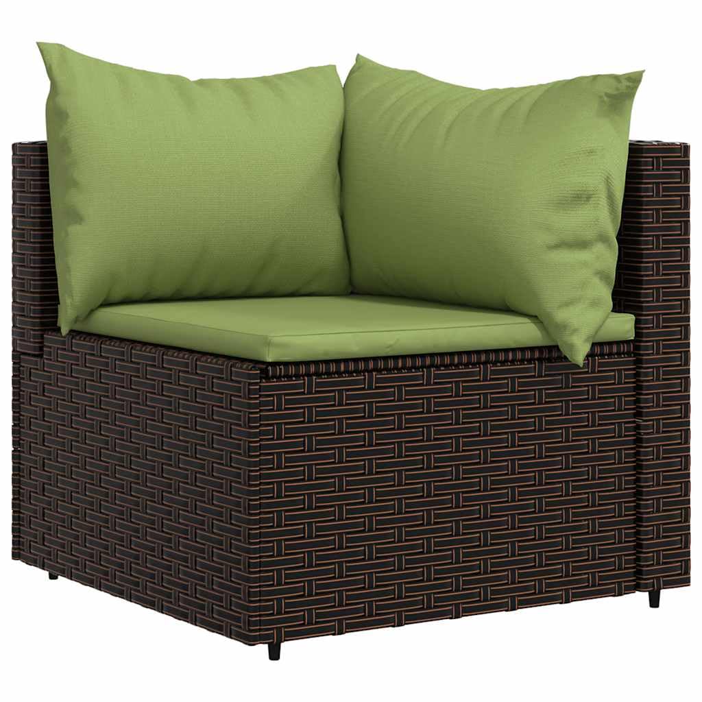 Générique Salon de Jardin 4 pcs avec Coussins Marron Résine tressée,Meubles,Mobilier de Jardin,Sièges de Jardin,Canapés de Jardin,Brun,26.7 KG,319829