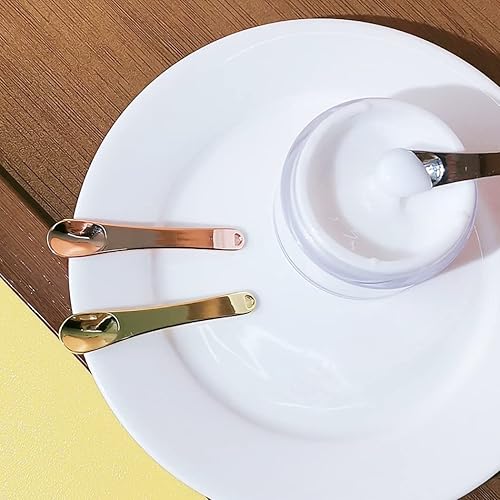 Miniatura 7 de Paquete de 9 espátulas cosméticas de metal para el cuidado de la piel, cuchara de belleza de maquillaje, mini máscara facial reutilizable, aplicador