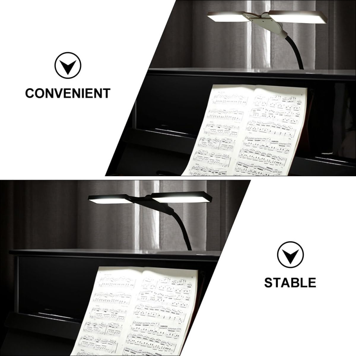 Hemobllo Lampada LED Luce Morbida e Protezione per Occhi per Spartiti da Pianoforte Clip Regolabile Ricaricabile USB, per Pratica Musicale e Studio di Strumenti