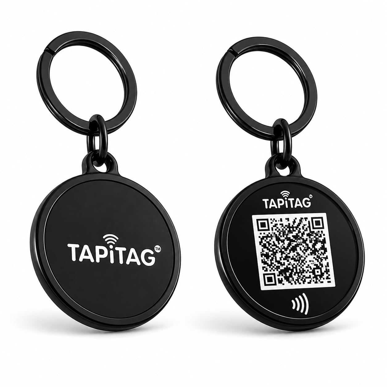 TAPiTAG NFC Digital Business Card Keyring – QR Contact Sharing Tag - Tap to Share Contact Info – No Subscription (Black)