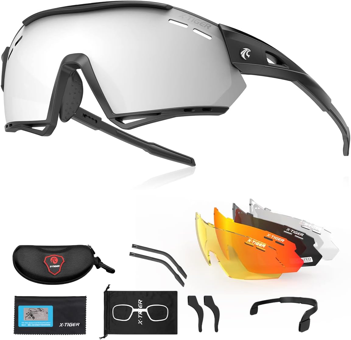 Gafas Ciclismo X-TIGER Polarizadas con 5 Lentes Intercambiables 1 X-TIGER Gafas Ciclismo Hombre Polarizadas Gafas Ciclismo con 5 Lentes Intercambiables UV 400