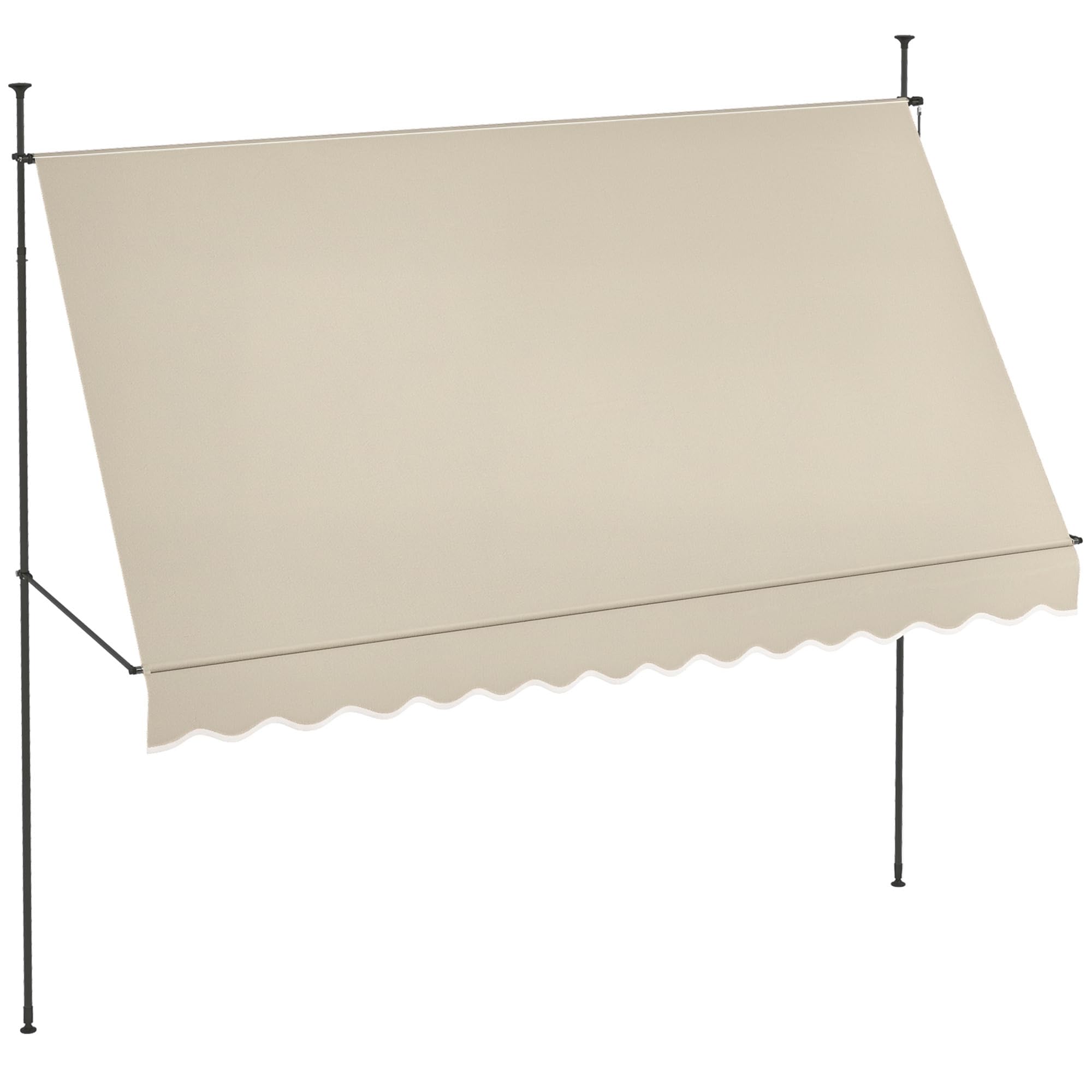 Outsunny Toldo Manual Retráctil 3,​5x1,​2 m Toldo Exterior Terraza Enrollable Altura Ajustable con Manivela 210-​300 cm Sin Taladro Protección UV30+ para Balcón Jardín Arena