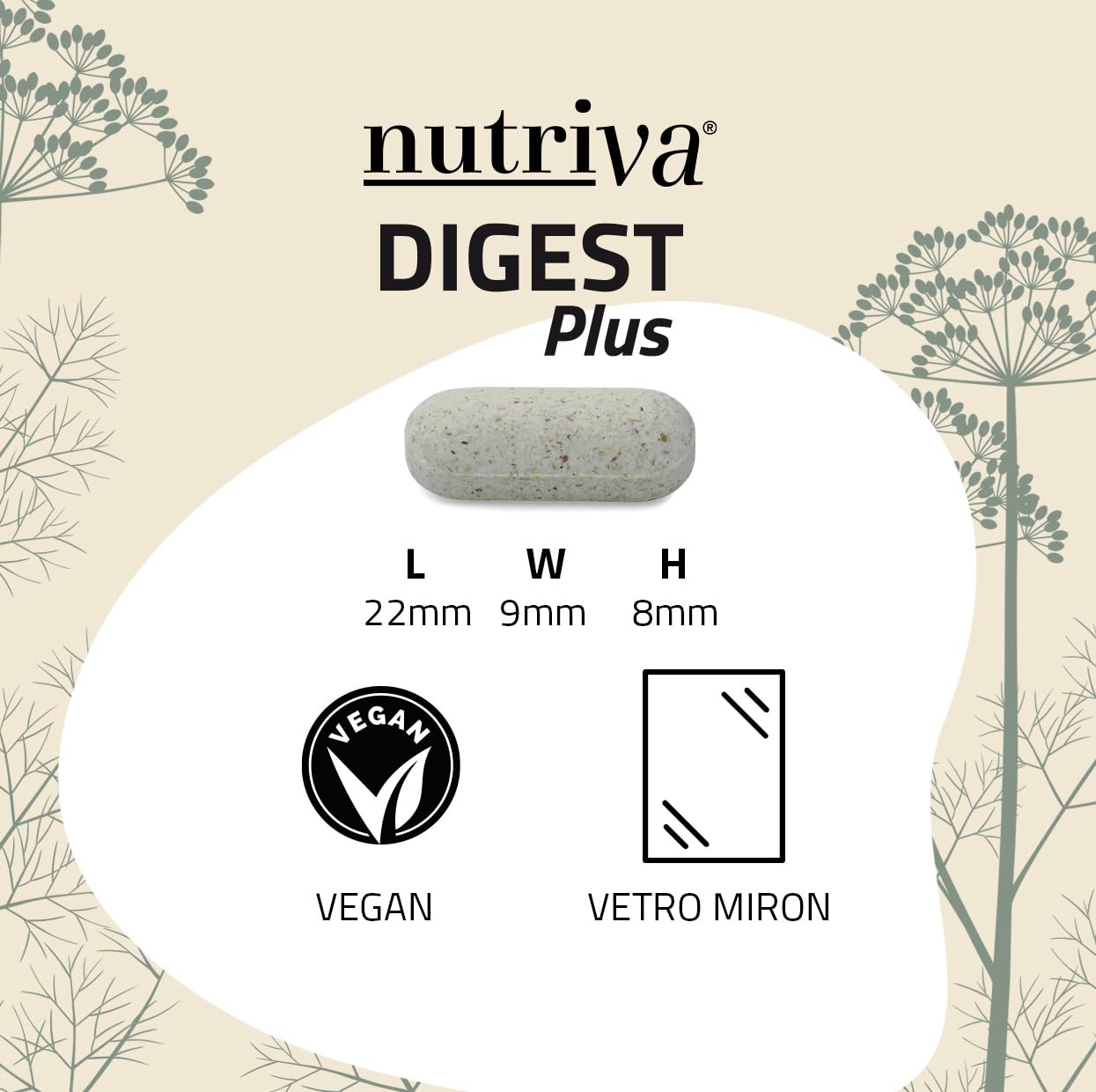 NUTRIVA Digest Plus, Integratore Alimentare con Enzimi, Finocchio con Funzione Digestiva e Zenzero con Funzione Antinausea, 30 Compresse Masticabili (1 Mese), Vegan