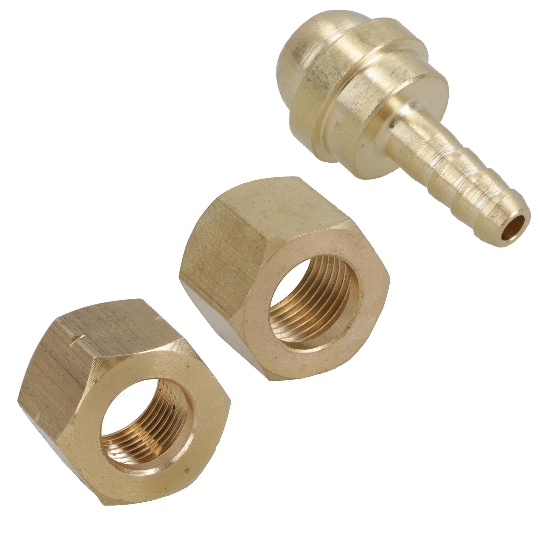 Welding Gas Hose Connector 3/16 Hose Tail with 3/8 BSP RH + LH Thread Nuts 2pc