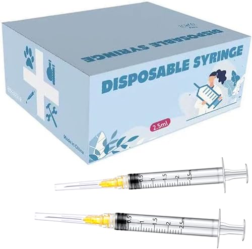 Paquete de 50 jeringas de plástico de 0.1 fl ozcc con 25Ga, jeringas de inyección de muestra de laboratorio para laboratorios científicos