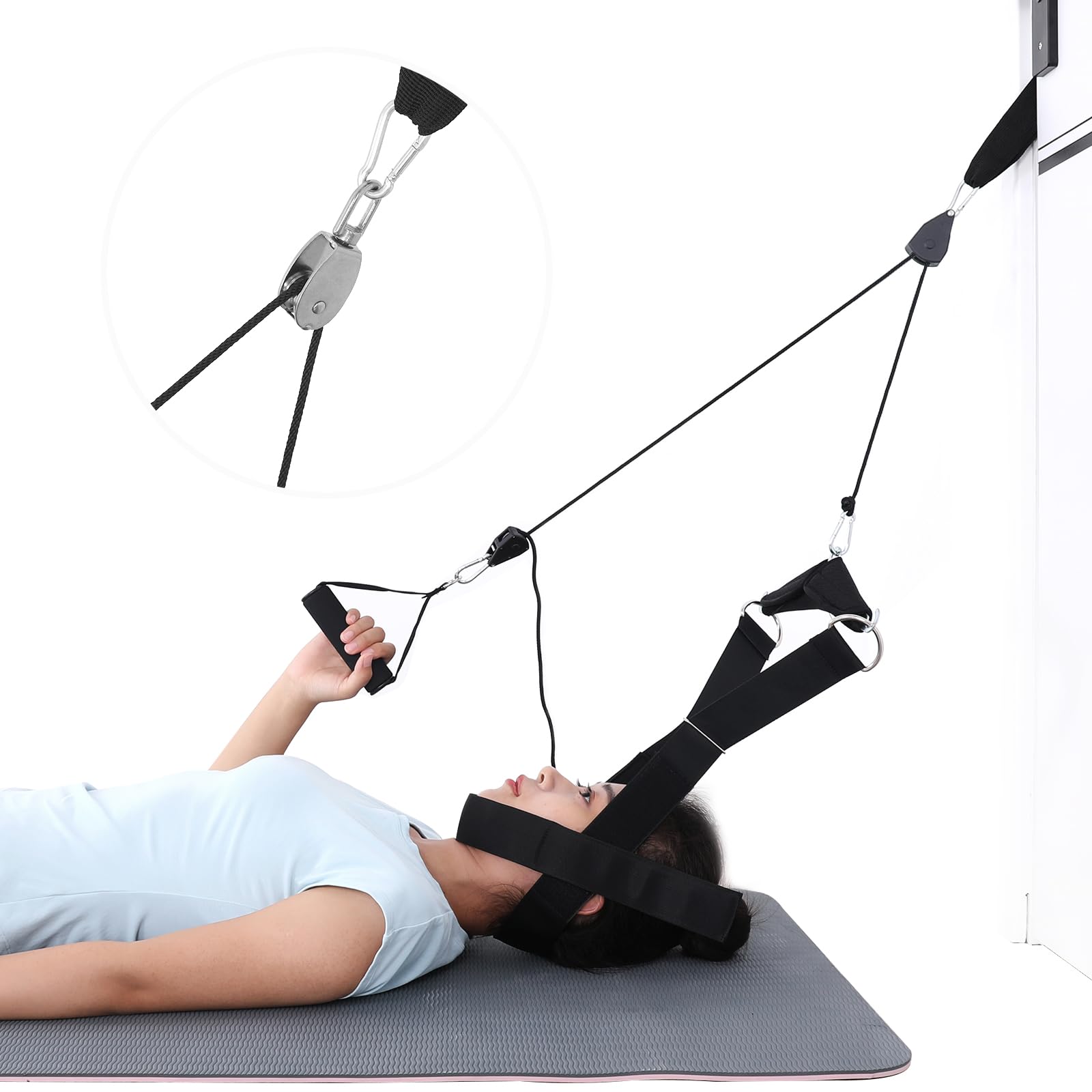 Neck Stretcher Strap, Over The Door Neck Self Traction Hammock, Neck Traction Devices for Home Use with Two Types of Use