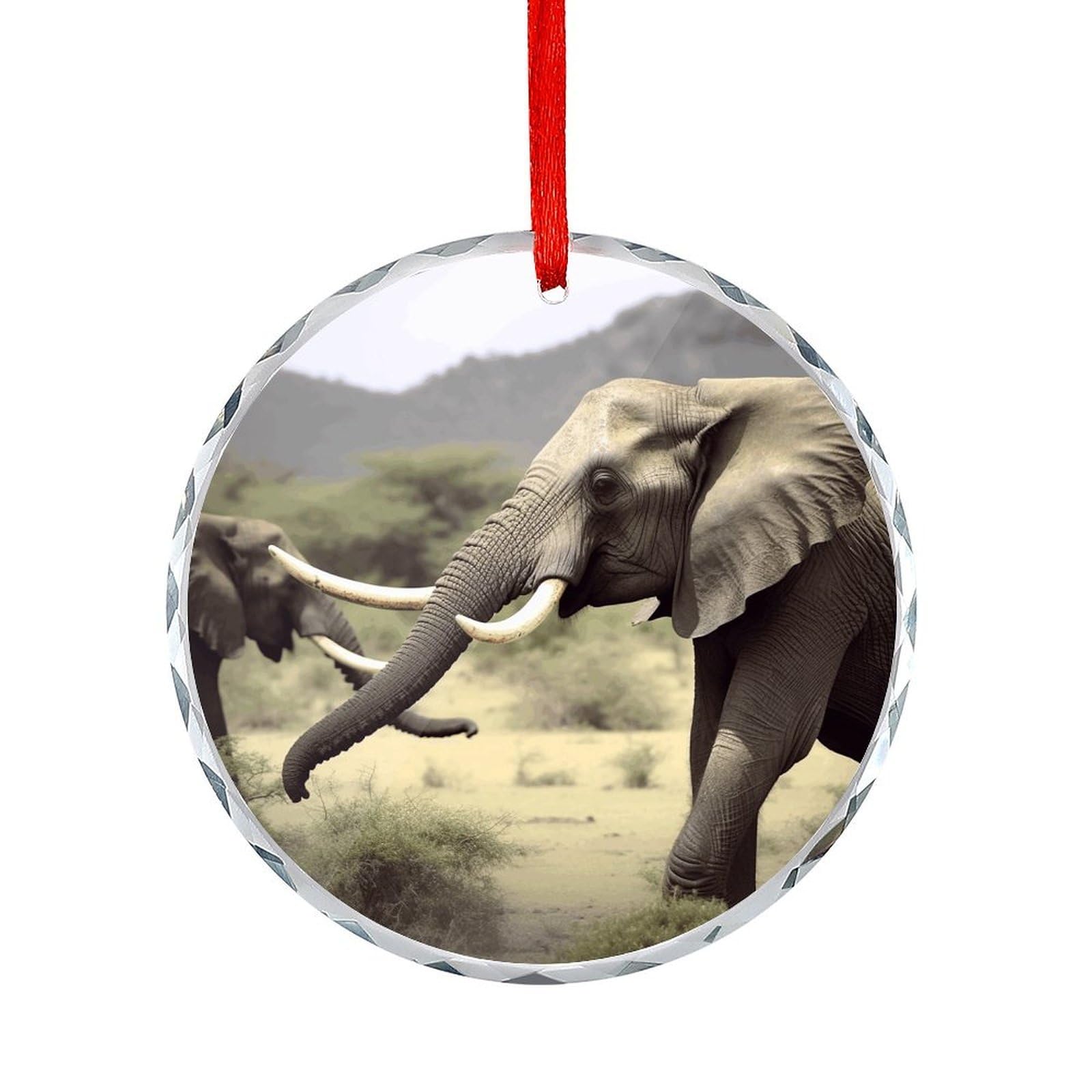 Fodpand Women's Style Elephants Animals Round Glass Ornament Keepsake Gift Exchange Ideas Car Decor,Christmas Ornaments For Tree Window Garden Ornaments