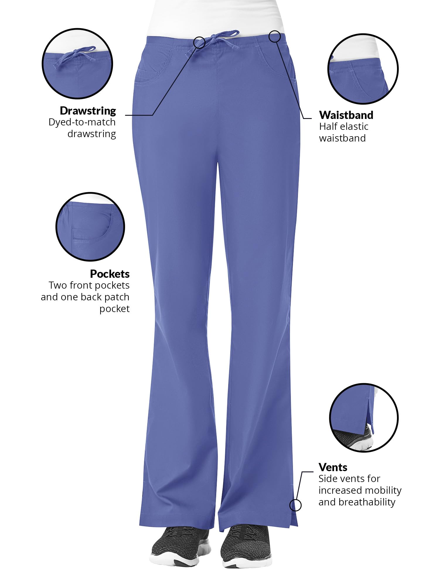 Maevn Women's Core Classic Flare Pants(Ceil Blue, Large Tall)